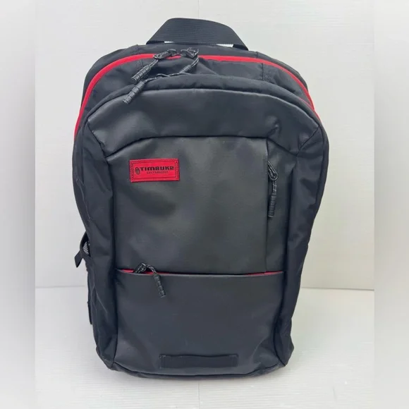 Timbuk2 Backpack OS Black Red Zippers Slim laptop travel commuter READ FLAWS - Picture 16 of 16